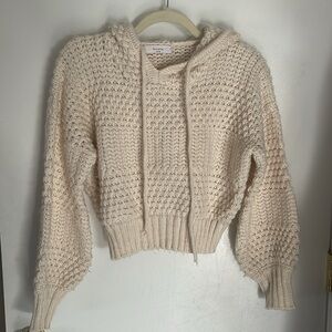 Elodie Beige Cropped Chunky Hooded Sweater